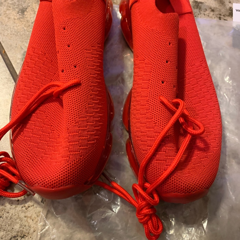 Women's Elastic Stretch Mesh Casual Slip On Air Cushion Sneakers Red Size 8 - Picture 6 of 8